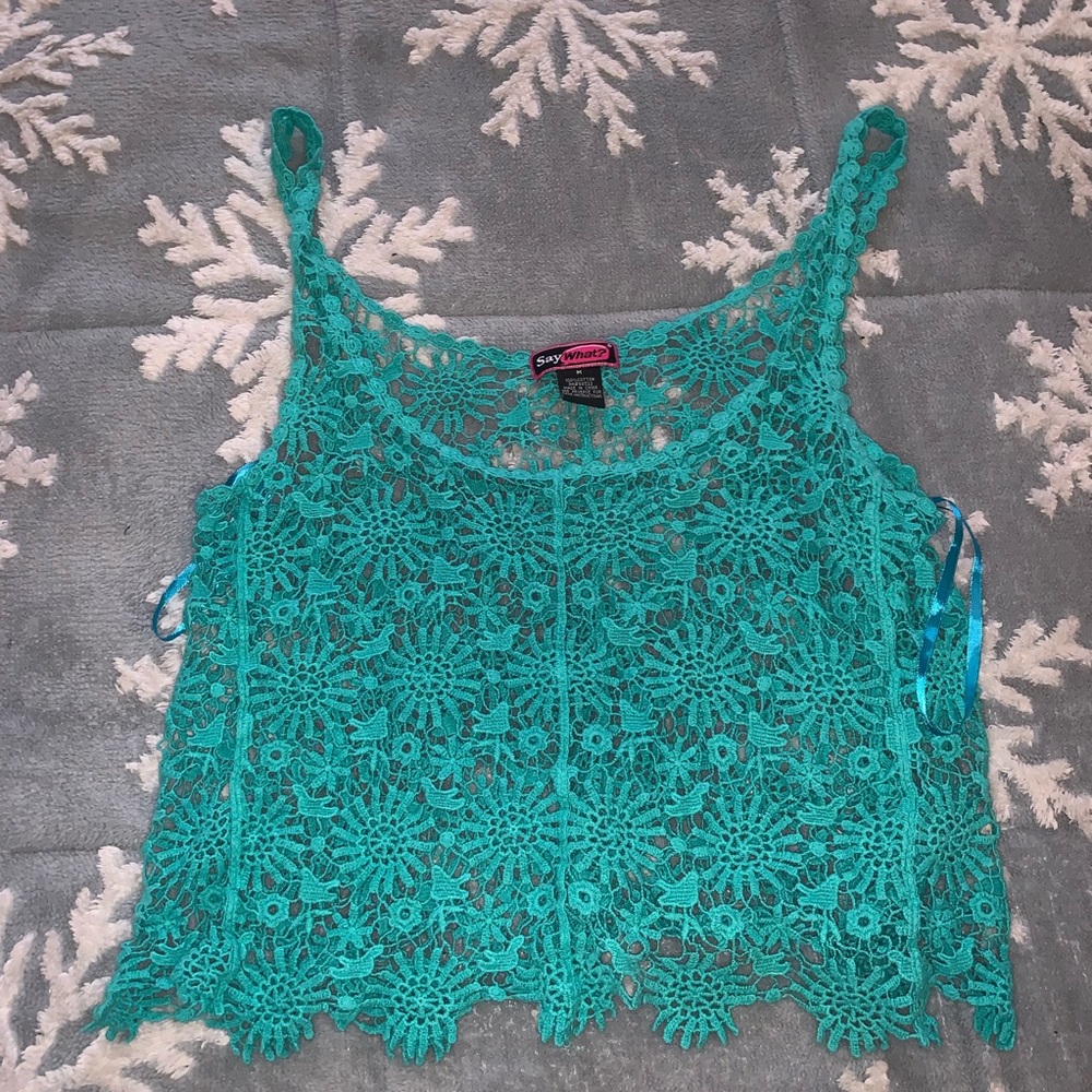 Teal Sheer Crop Top